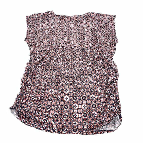 Motherhood Maternity Sleeveless Geometric Pattern Blouse Size XL White Orange - Picture 2 of 5